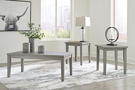 Signature Design by Ashley Loratti Modern Farmhouse 3 Piece Occasional Table Set, Includes coffee table & 2 end tables, Gray