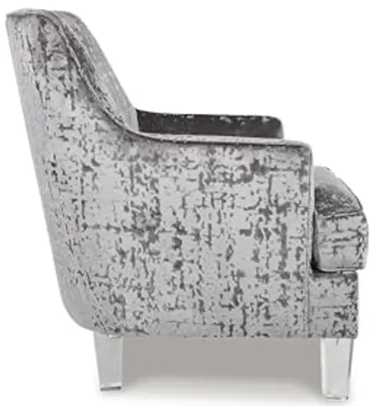 Signature Design by Ashley Gloriann Crushed Velvet Glam Accent Chair with Acrylic Legs, Light Gray