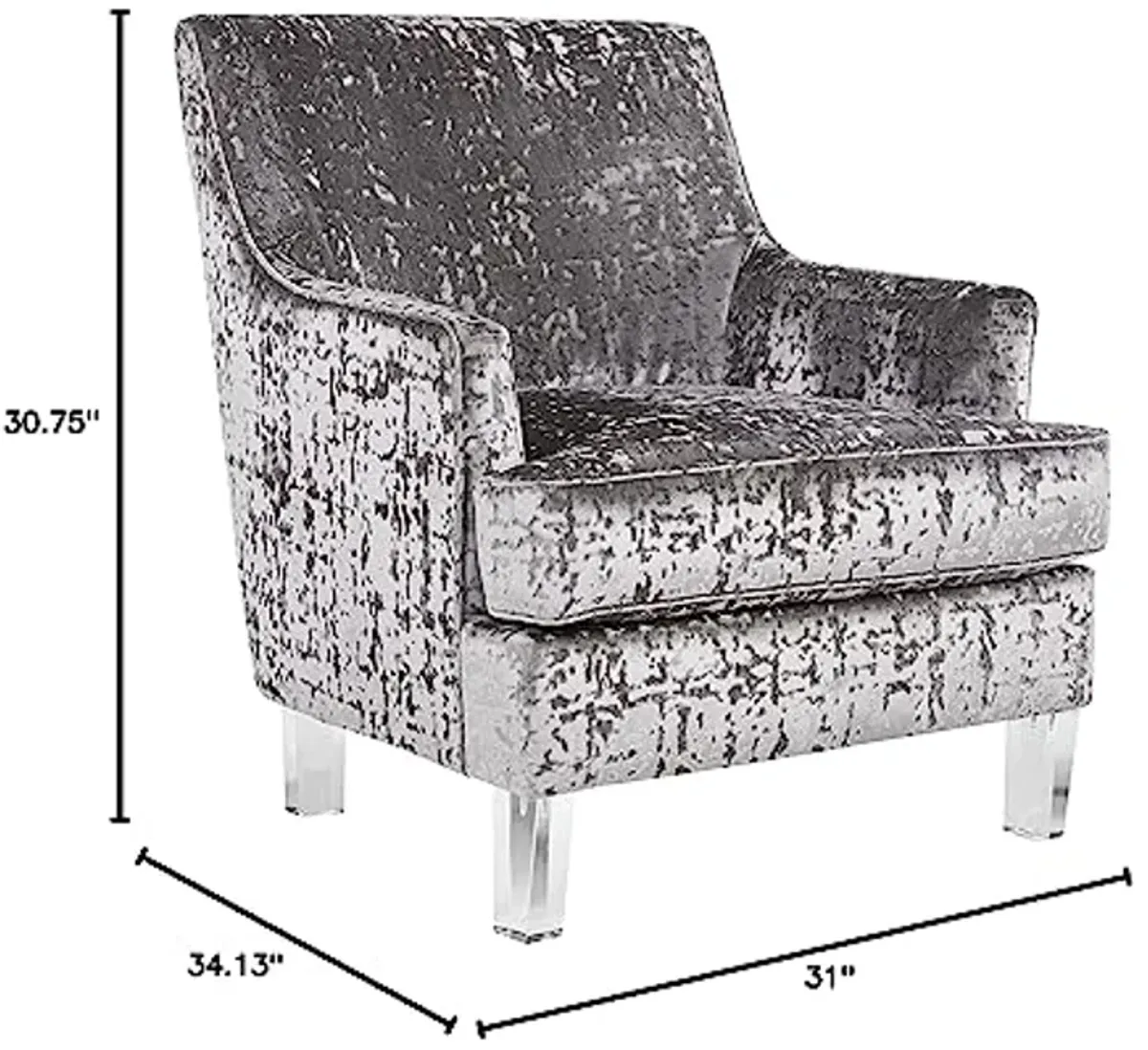 Signature Design by Ashley Gloriann Crushed Velvet Glam Accent Chair with Acrylic Legs, Light Gray