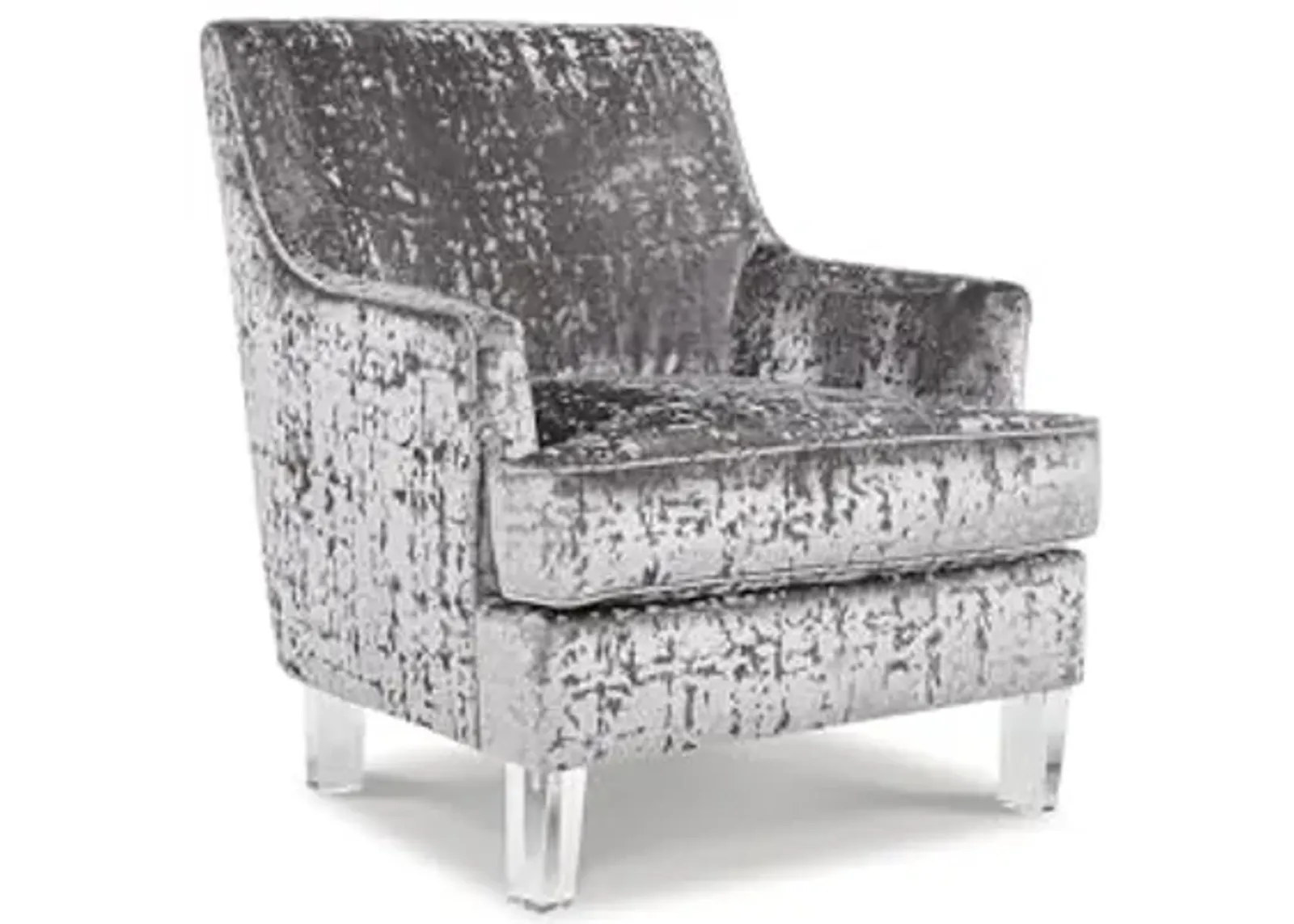 Signature Design by Ashley Gloriann Crushed Velvet Glam Accent Chair with Acrylic Legs, Light Gray