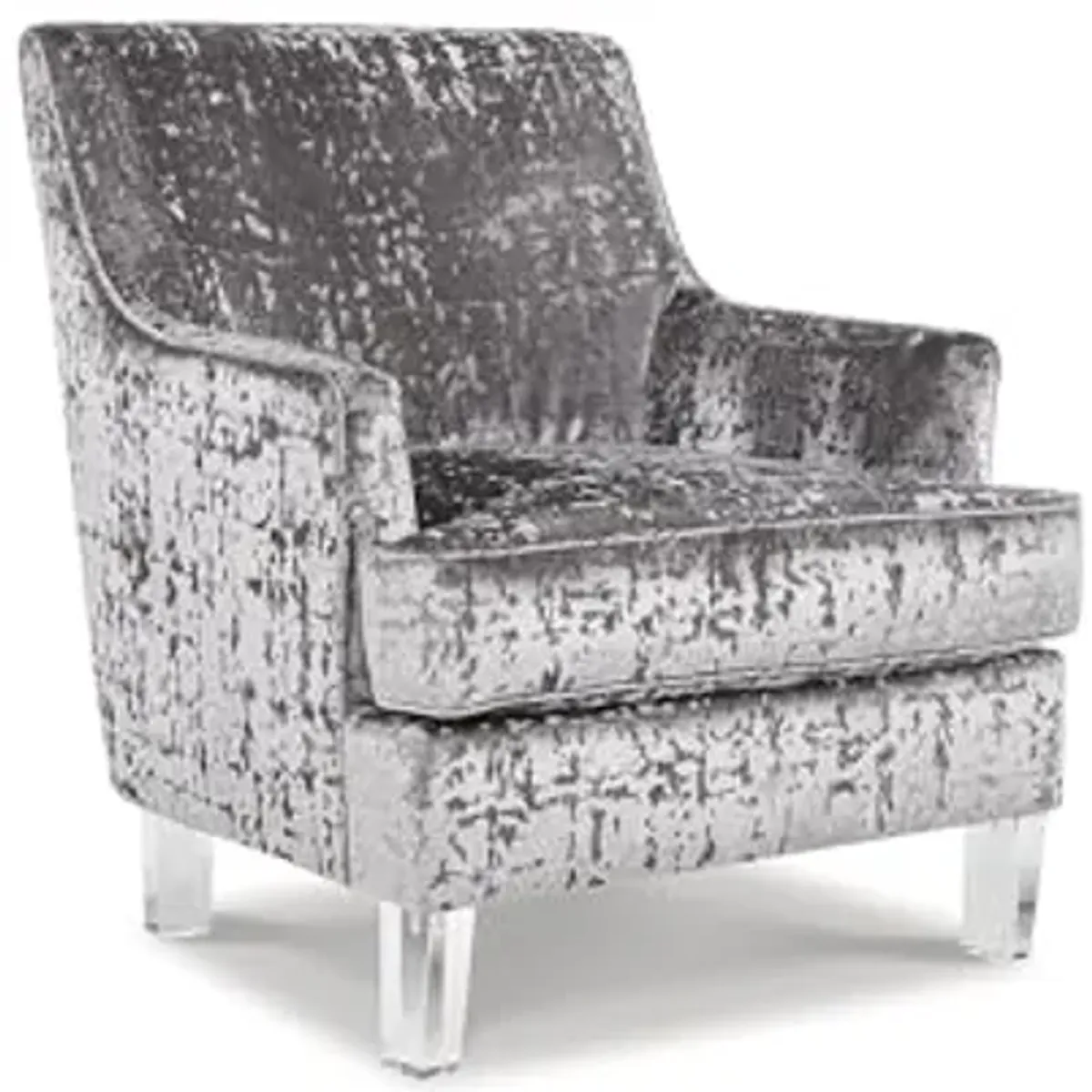 Signature Design by Ashley Gloriann Crushed Velvet Glam Accent Chair with Acrylic Legs, Light Gray