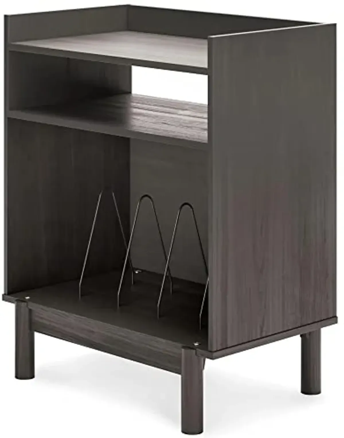 Signature Design by Ashley Brymont Mid-Century Modern Turntable Media Console, Dark Gray