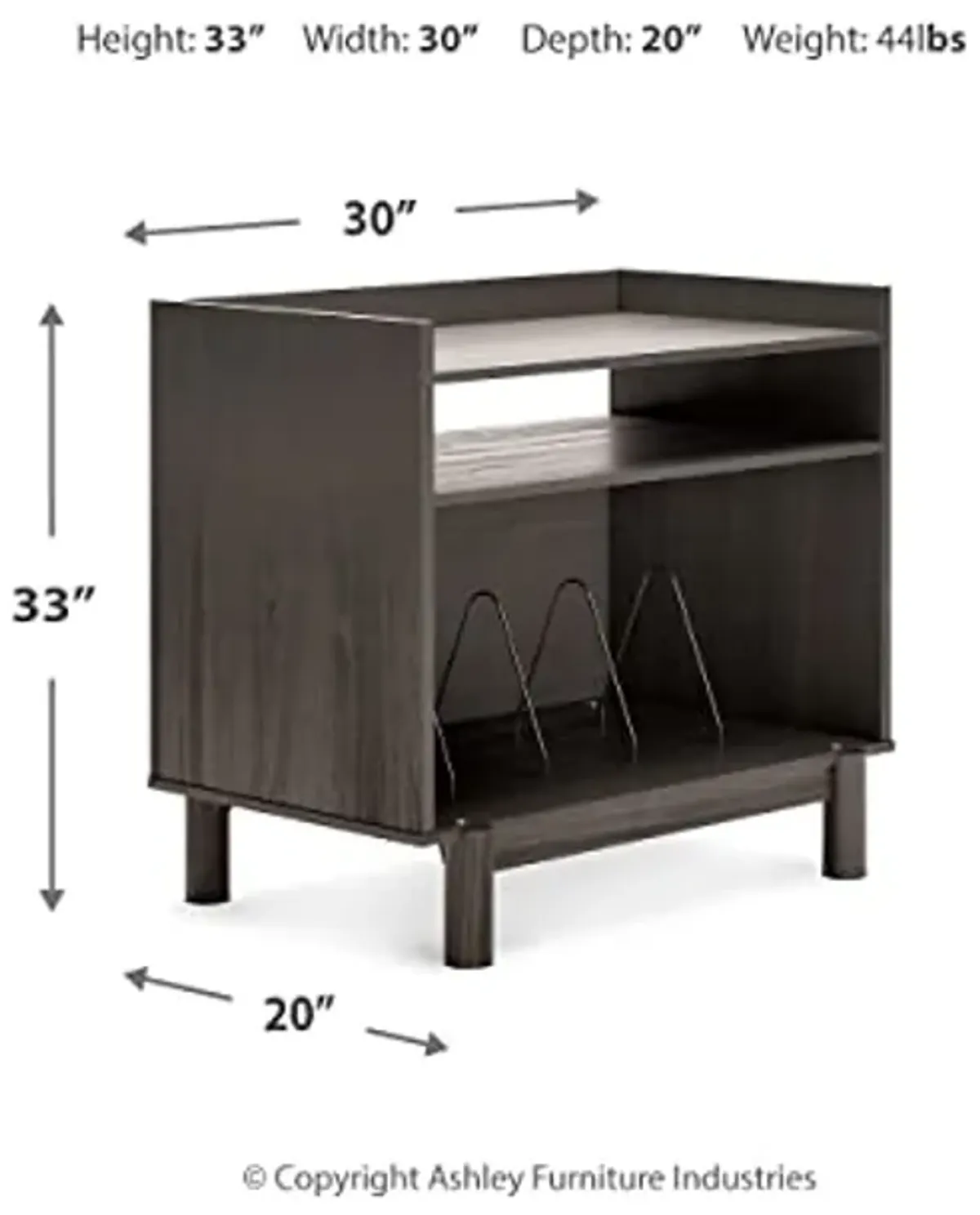 Signature Design by Ashley Brymont Mid-Century Modern Turntable Media Console, Dark Gray