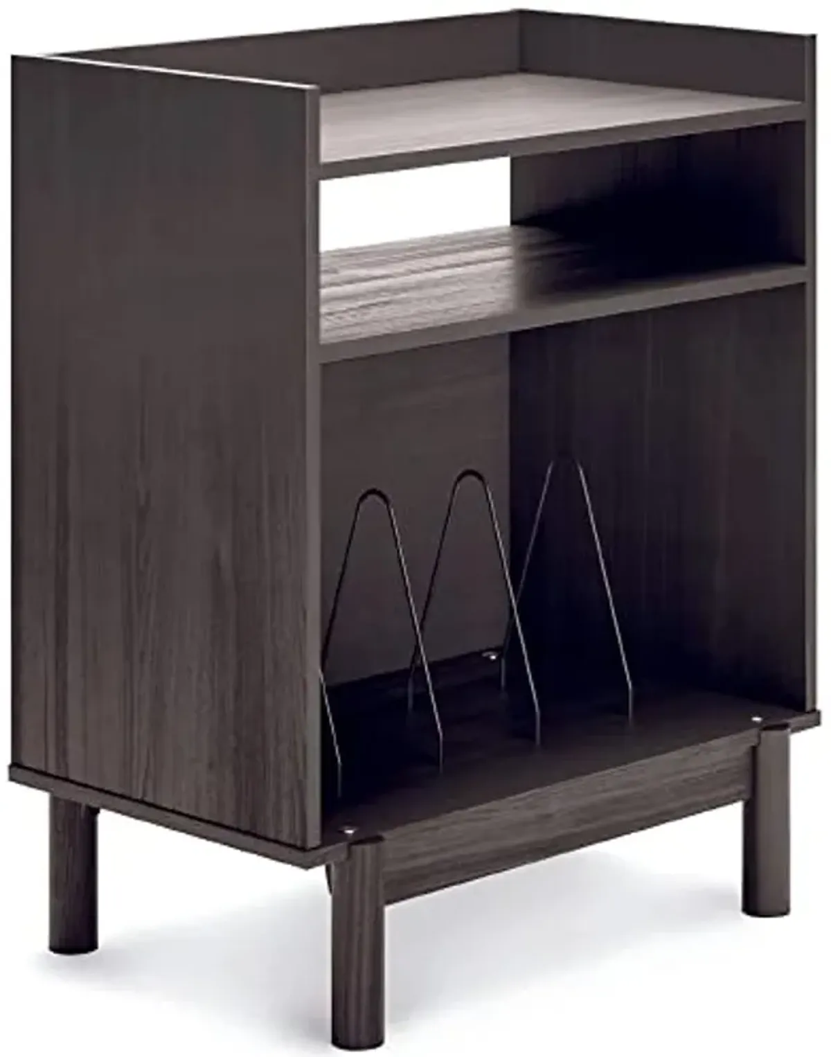 Signature Design by Ashley Brymont Mid-Century Modern Turntable Media Console, Dark Gray