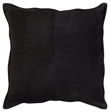 Signature Design by Ashley Rayvale Contemporary Square Leather Accent Pillow, 20 x 20 Inches, Black