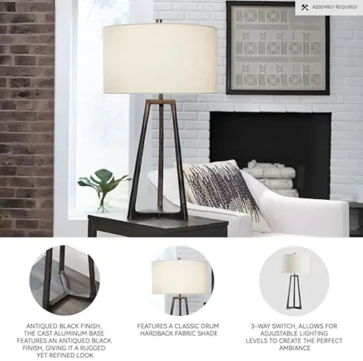 Signature Design by Ashley Wynlett Casual 34.75" Table Lamp, Antique Black