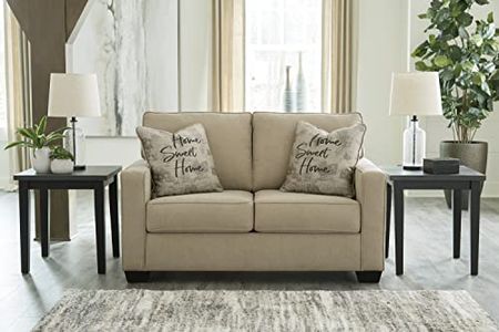 Signature Design by Ashley Lucina Casual Upholstered Loveseat with Accent Pillows, Beige