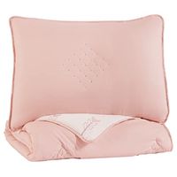Signature Design by Ashley Lexann Twin Youth Mountain Pattern Comforter Set with Sham, Pink & White