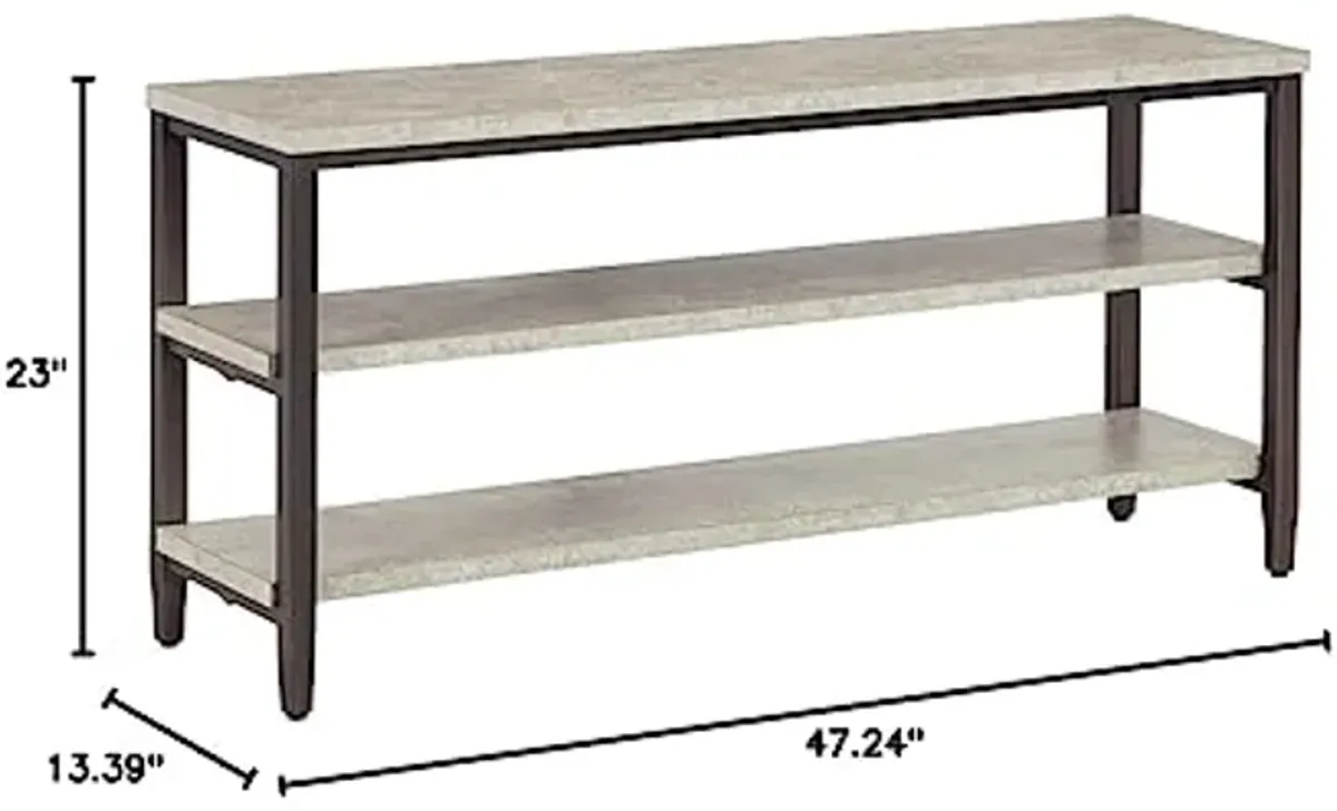 Signature Design by Ashley Shybourne Casual Faux Concrete Sofa Table, Gray & Aged Brown