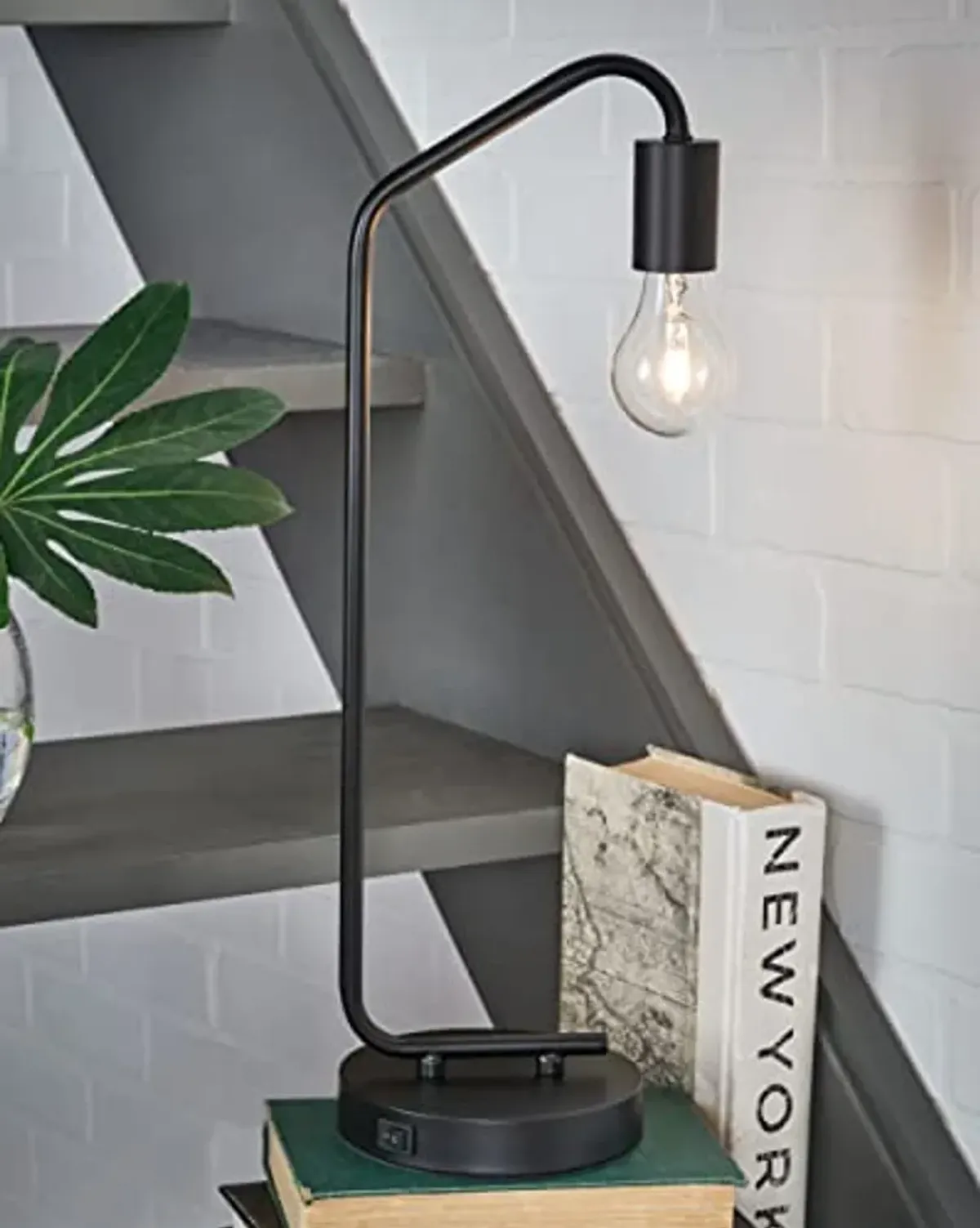 Signature Design by Ashley Covybend 21" Industrial Minimalist Metal Desk Lamp, Black