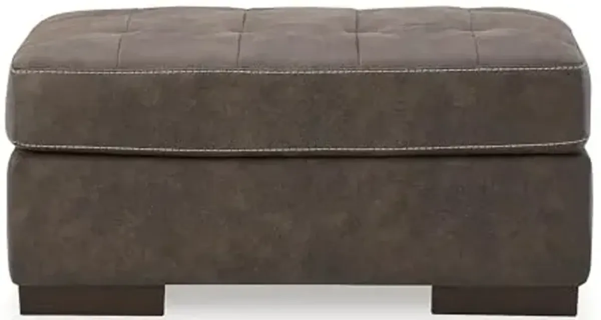 Signature Design by Ashley Maderla Classic Rectangular Tufted Ottoman, Dark Brown