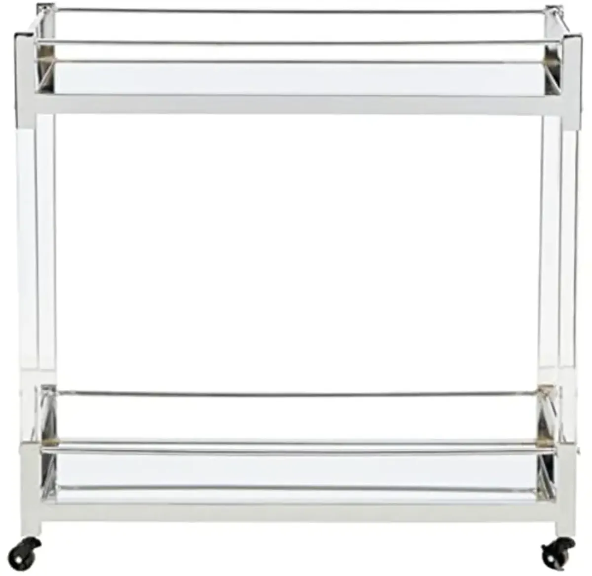 Signature Design by Ashley Chaseton Glam Bar Cart with 2 Shelves, Silver Finish