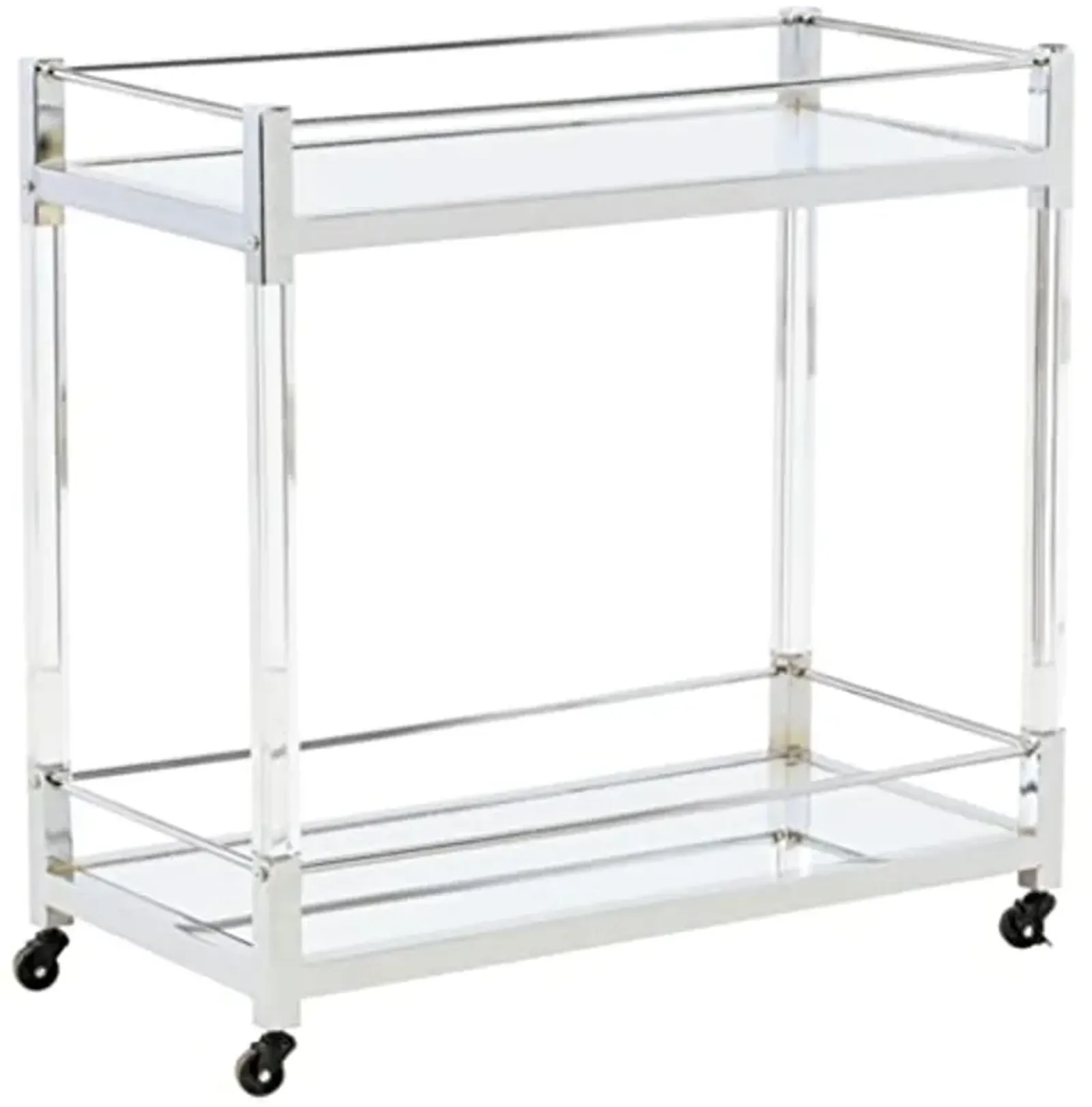 Signature Design by Ashley Chaseton Glam Bar Cart with 2 Shelves, Silver Finish