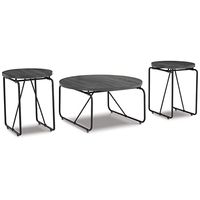 Signature Design by Ashley Garvine Contemporary Occasional Coffe Table Set with 2 End Tables, Charcoal
