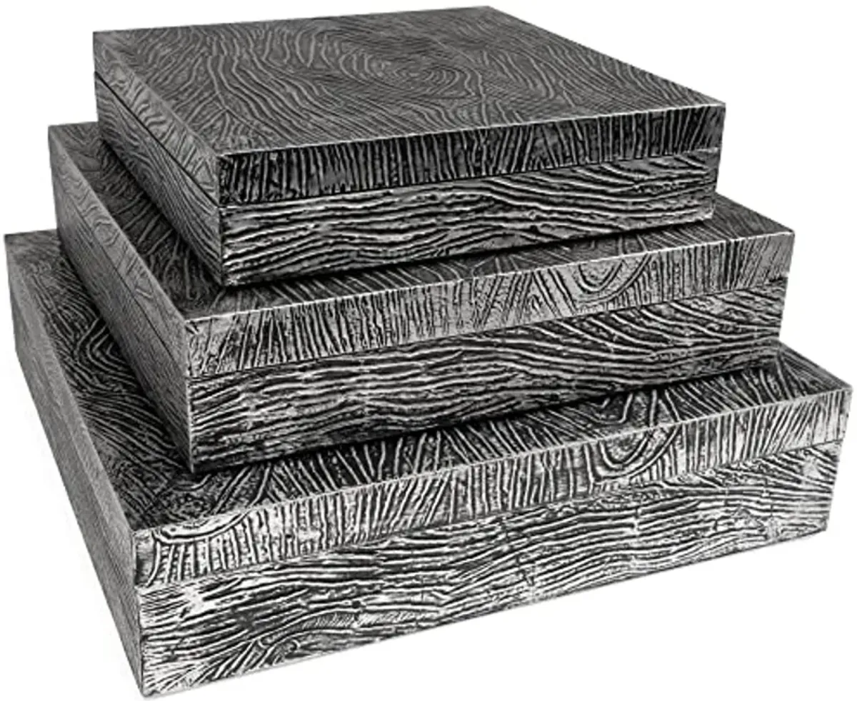 Signature Design by Ashley Keldy Modern 3 Piece Metal & Wood Storage Box Set, Antique Gray