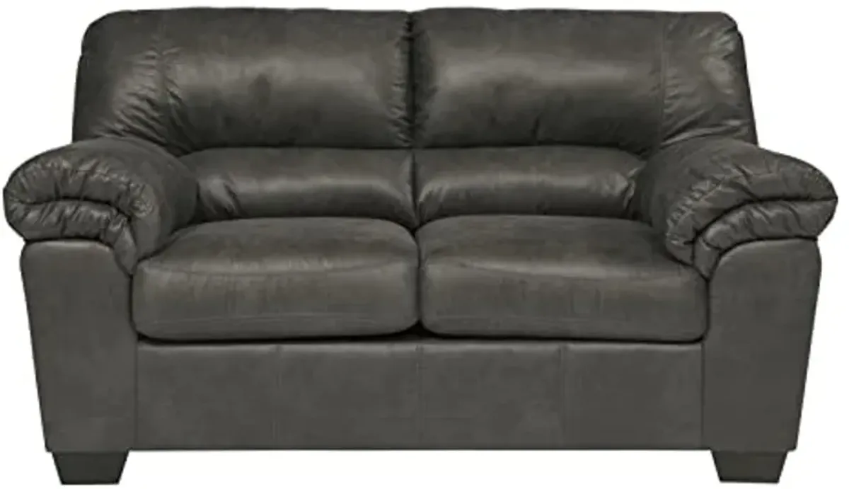 Signature Design by Ashley Bladen Faux Leather Loveseat, Gray