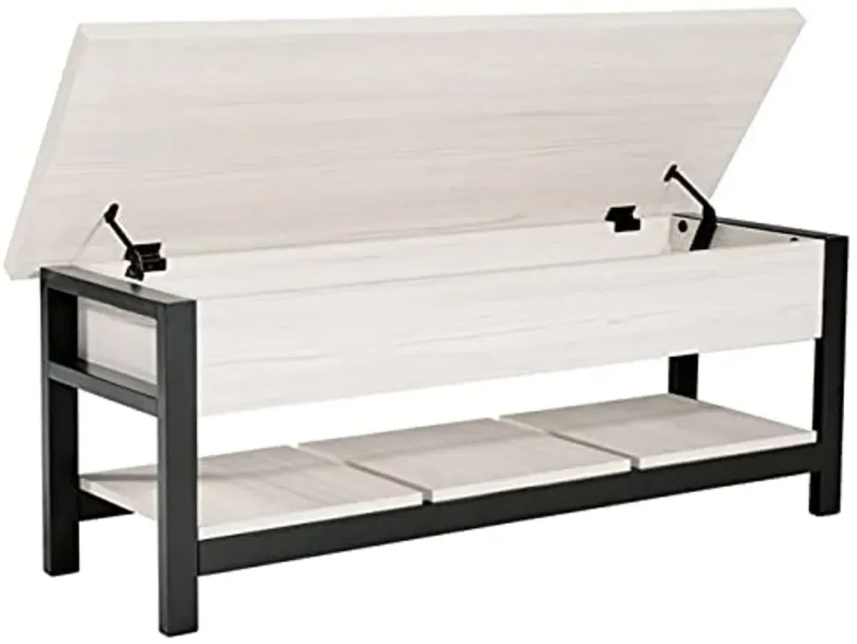 Signature Design by Ashley Rhyson Modern Storage Bench, Black & White