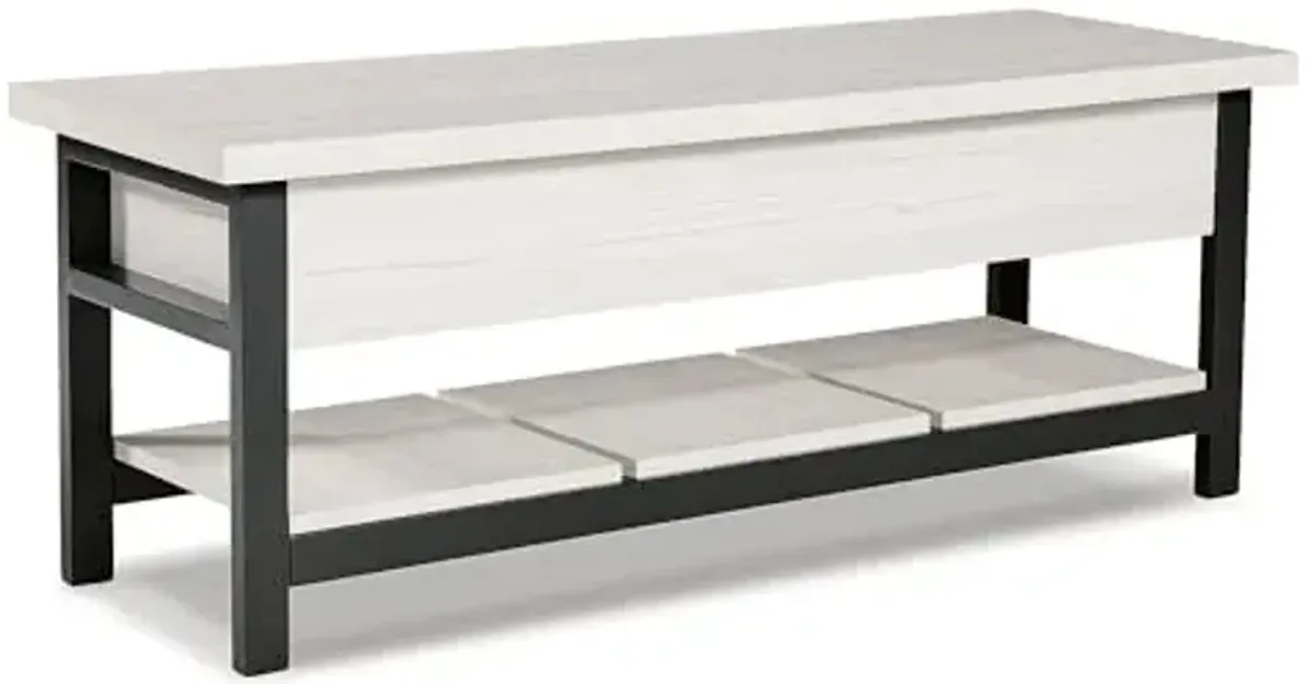 Signature Design by Ashley Rhyson Modern Storage Bench, Black & White