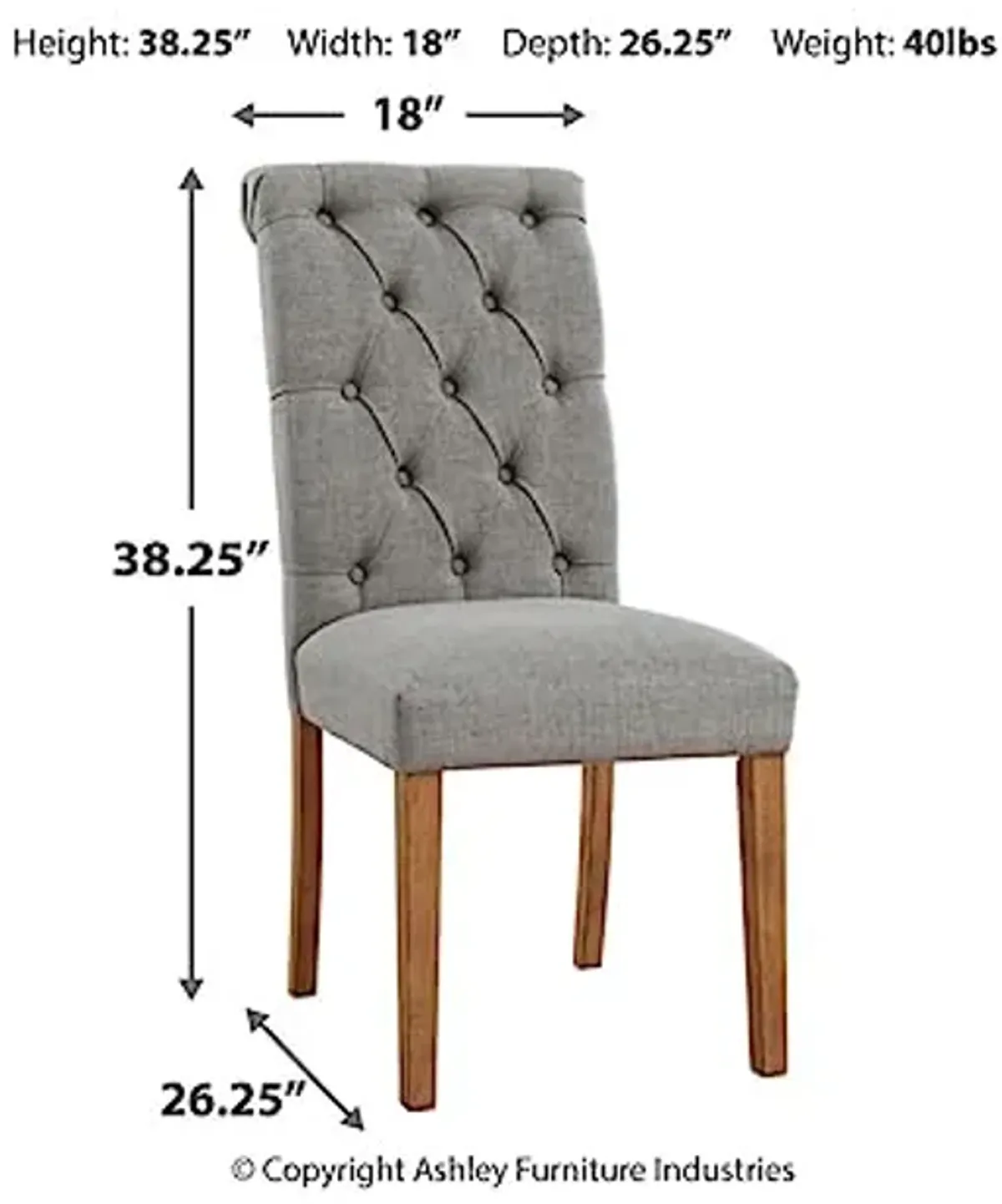 Signature Design by Ashley Harvina French Country 19" Tufted Upholstered Dining Chair, 2 Count, Gray