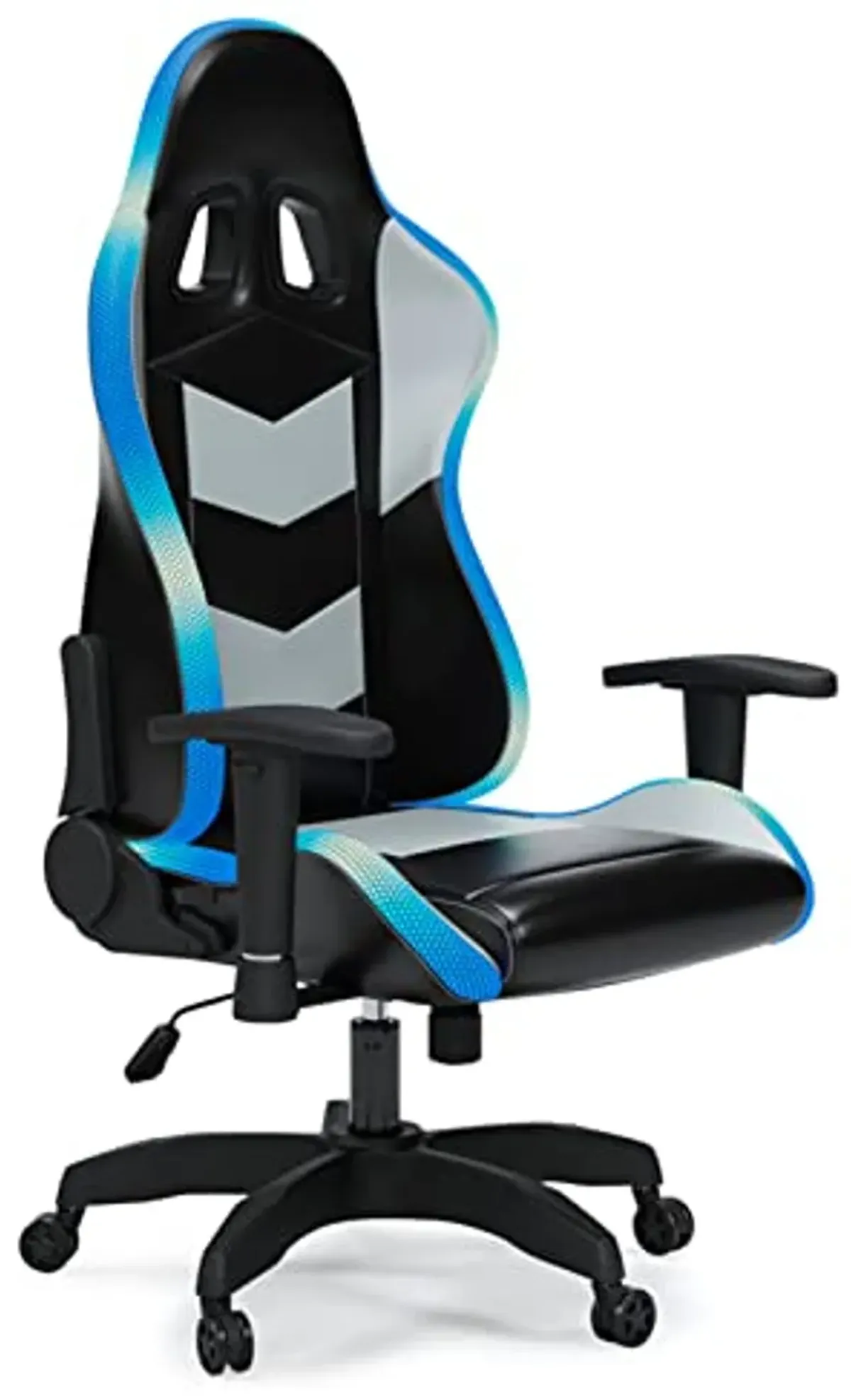 Signature Design by Ashley Lynxtyn Swivel Home Office Gaming Chair with LED Lighting, Black & Gray