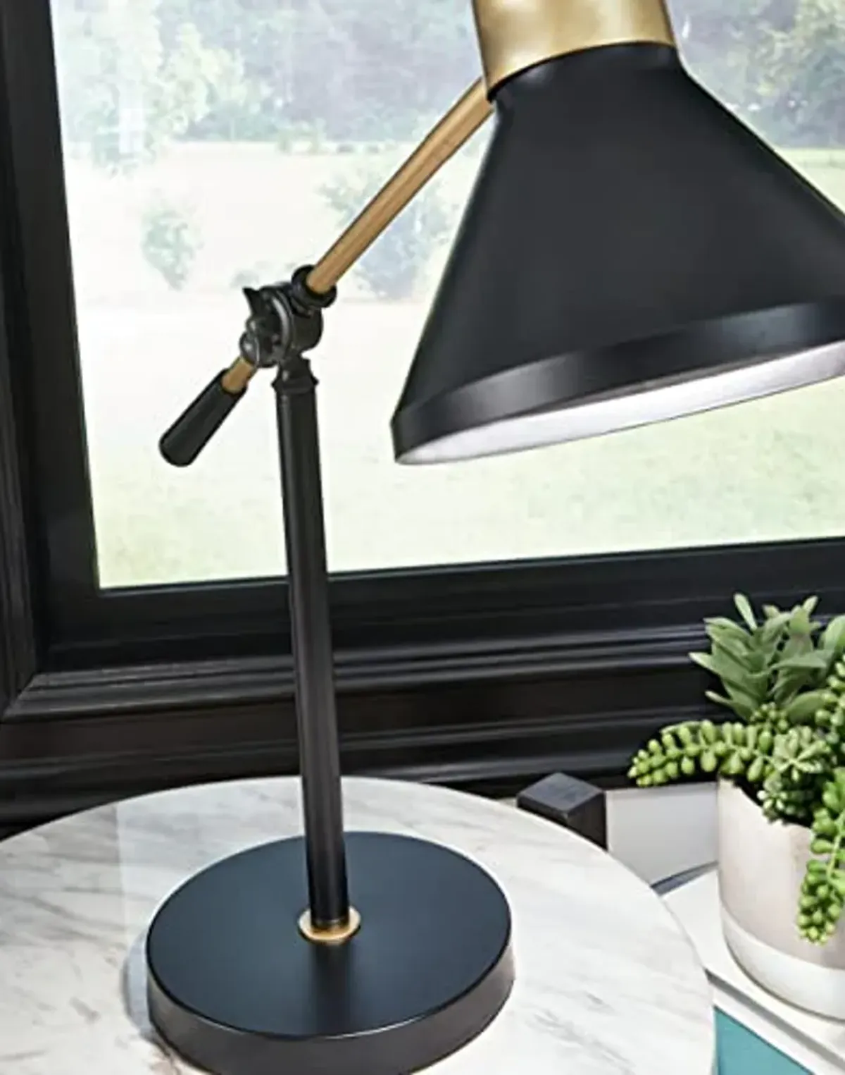 Signature Design by Ashley Garville 19" Modern Metal Adjustable Desk Lamp, Black & Gold