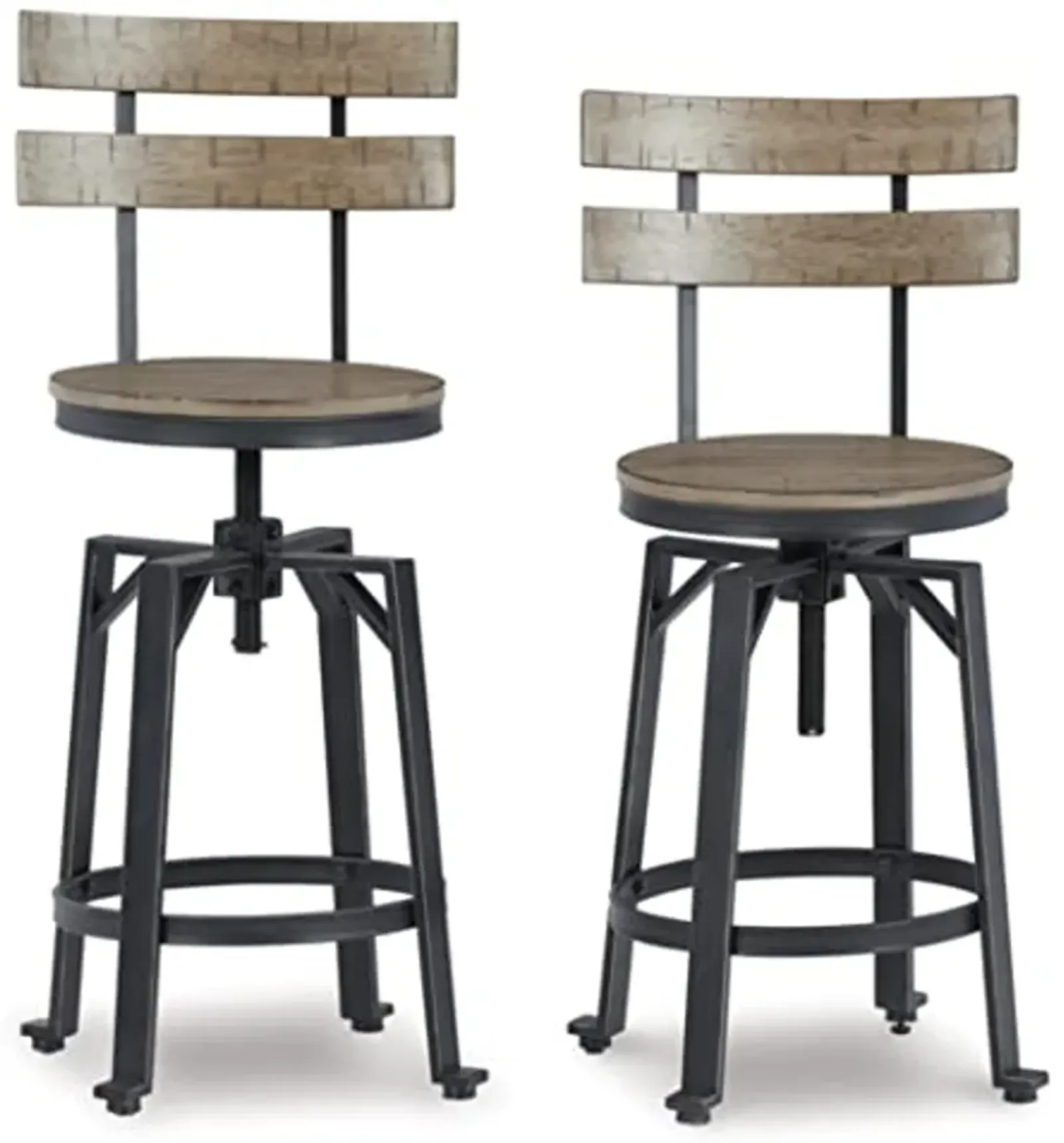 Signature Design by Ashley Lesterton Urban Industrial Counter Height Barstool, 2 Count, Light Brown & Black