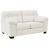 Signature Design by Ashley Donlen Modern Tufted Faux Leather Loveseat, White