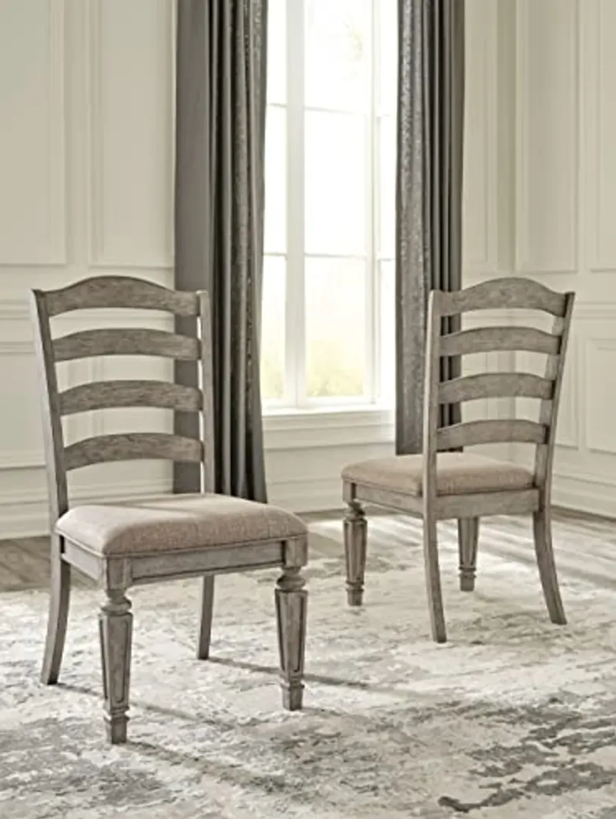 Signature Design by Ashley Lodenbay Classic Farmhouse Weathered Dining Chair, Set of 2, Antique Gray