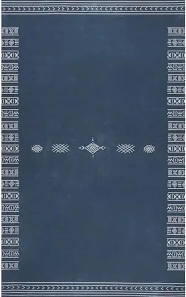 nuLOOM Arina Machine Washable Global Inspired Simplistic Tribal Ultra Thin Area Rug, 4' x 6', Navy