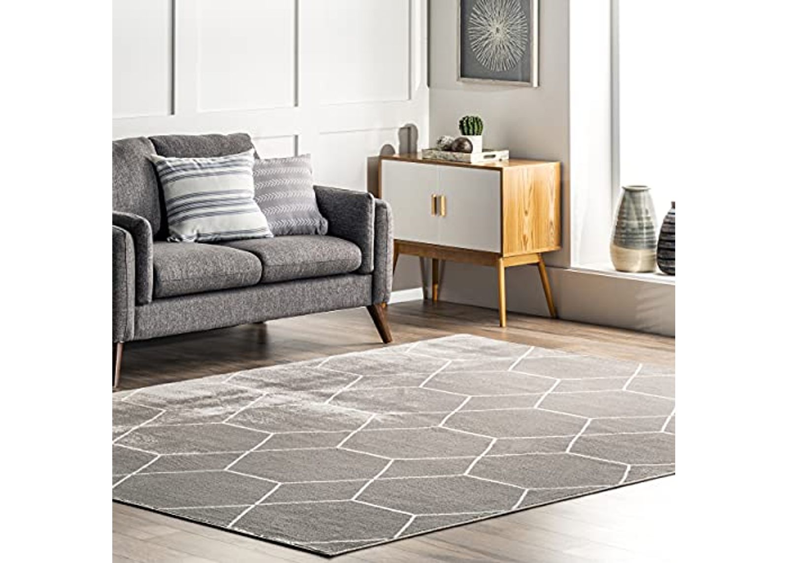 nuLOOM Veronica Geometric Honeycomb Runner Rug, 2' 8" x 8', Gray