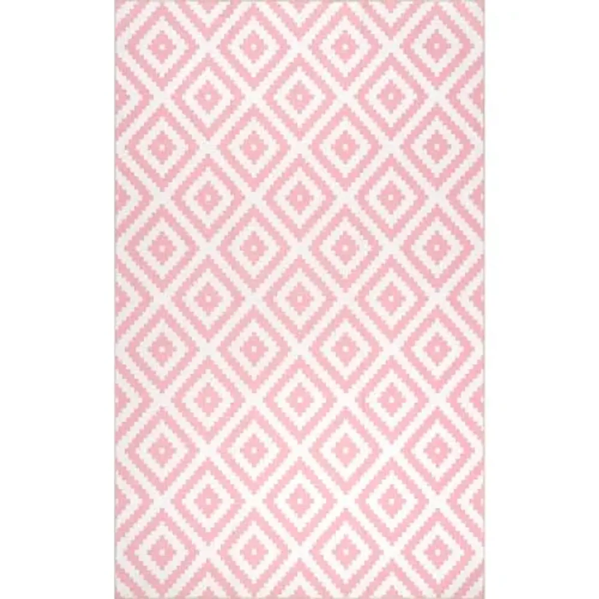 nuLOOM Kellee Machine Washable Modern Diamonds Ultra Thin Area Rug, 4' x 6', Pink
