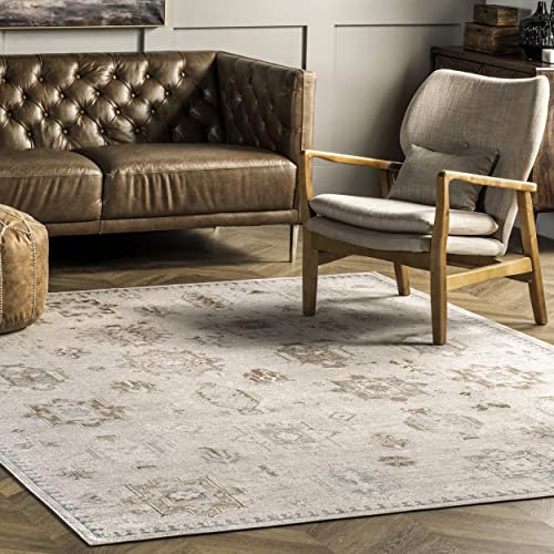 nuLOOM Krystin Distressed Machine Washable Area Rug, 8' x 10', Beige