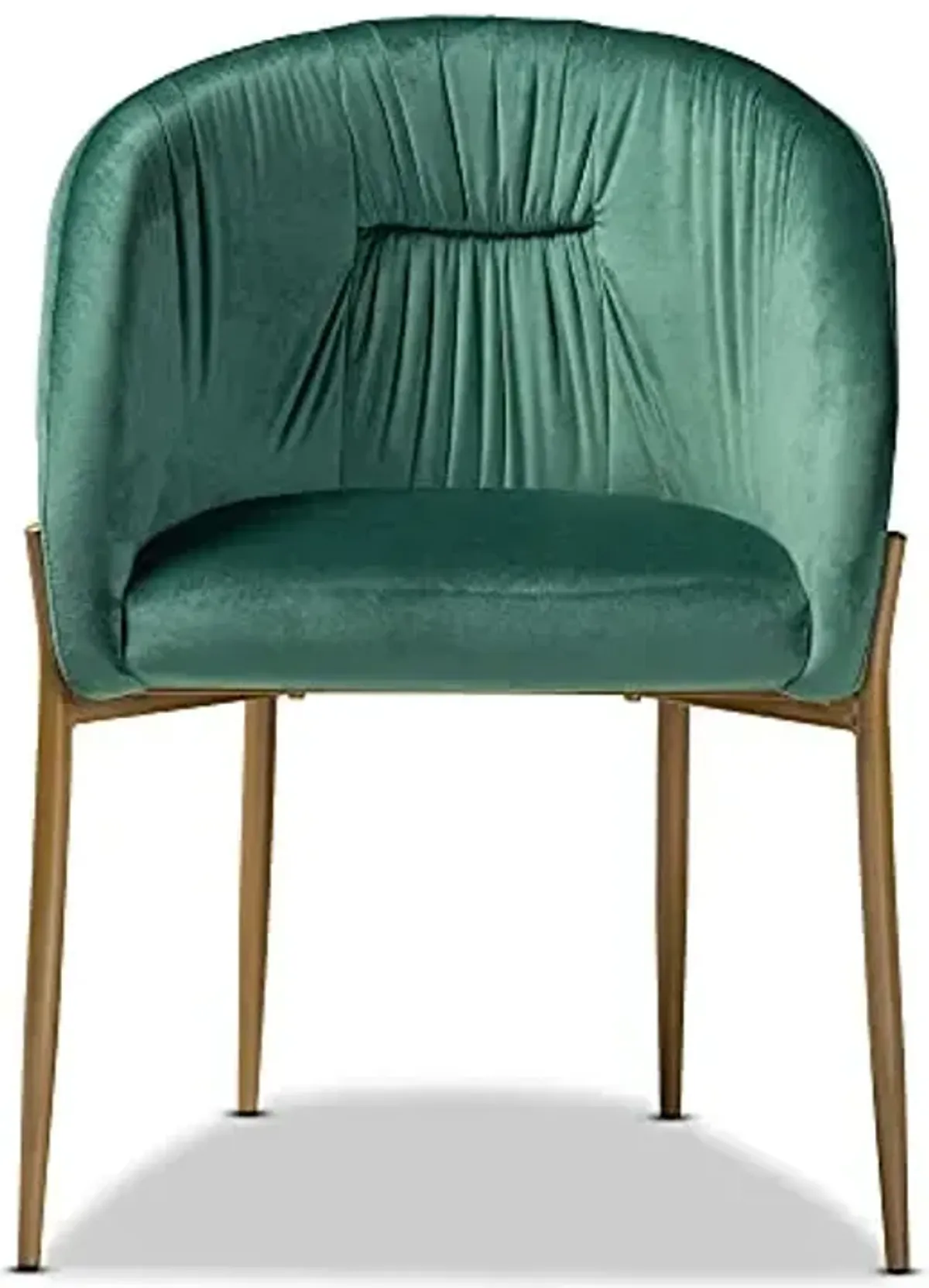 Baxton Studio Ballard Modern Luxe and Glam Green Velvet Fabric Upholstered and Gold Finished Metal Dining Chair