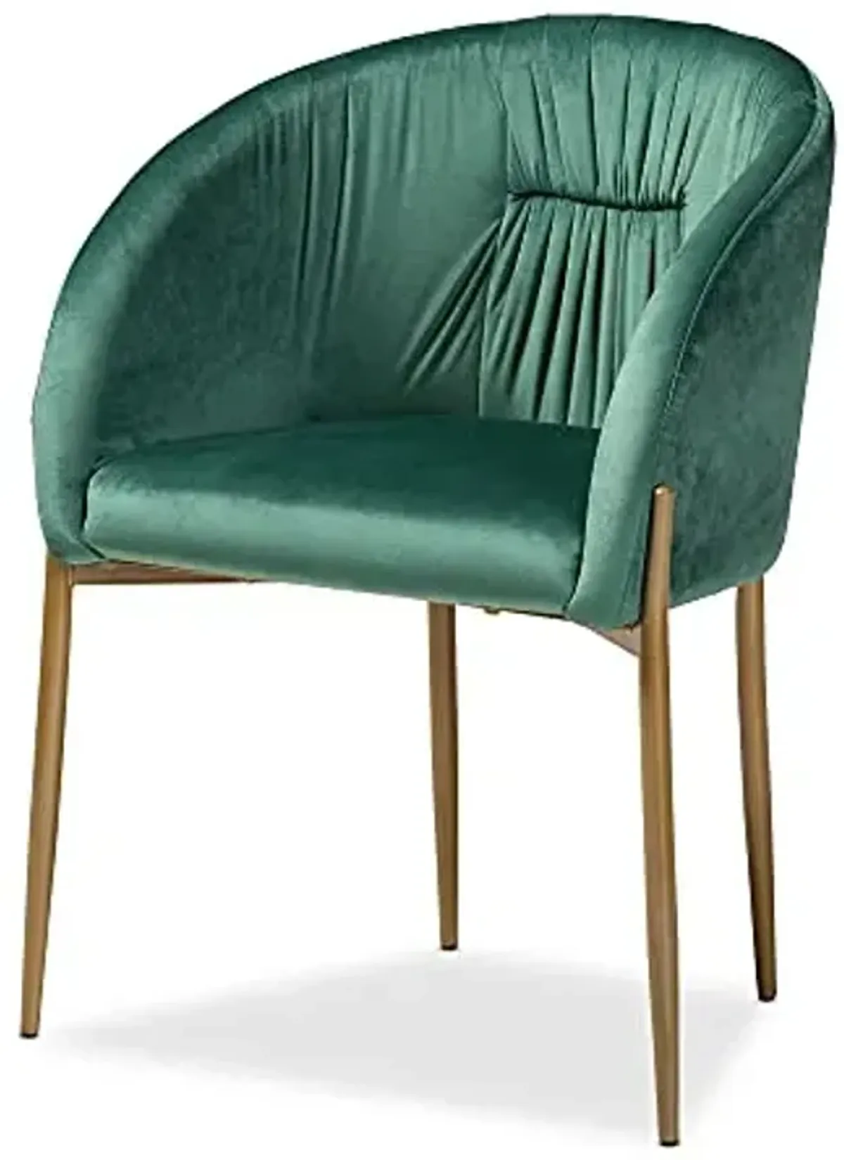 Baxton Studio Ballard Modern Luxe and Glam Green Velvet Fabric Upholstered and Gold Finished Metal Dining Chair