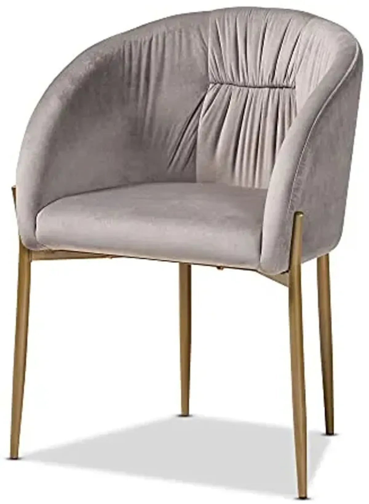 Baxton Studio Ballard Modern Luxe and Glam Grey Velvet Fabric Upholstered and Gold Finished Metal Dining Chair