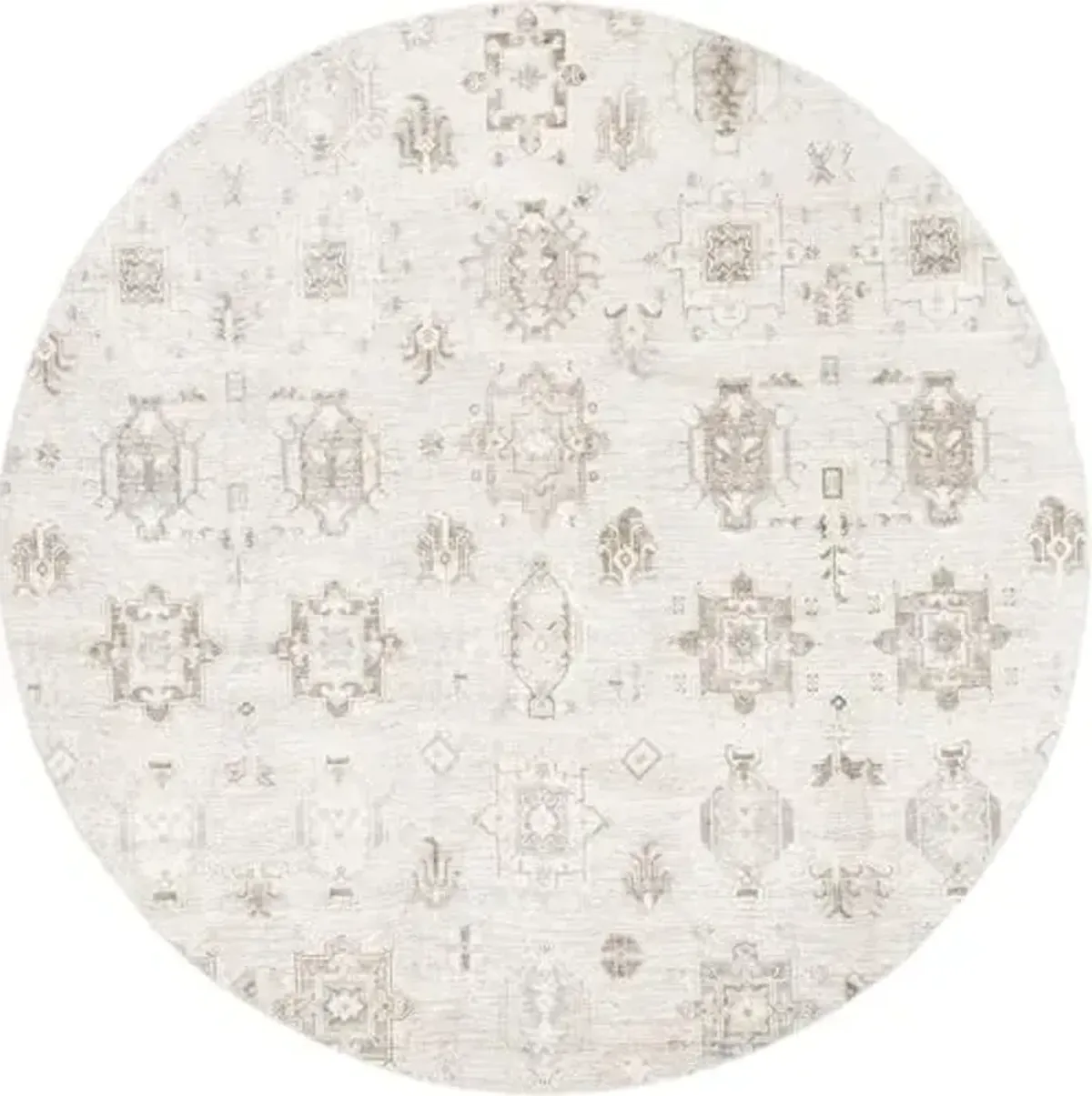 nuLOOM Krystin Medallion 8 Round Machine Washable Area Rug for Living Room Bedroom Dining Room Kitchen, Beige/Ivory