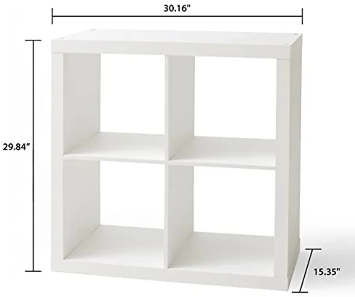 Better Homes and Gardensx Better Homes and Gardens Bookshelf Square Storage Cabinet 4-Cube Organizer, Texture White, GTIN, 15.35 x 30.16 x 29.84 Inches