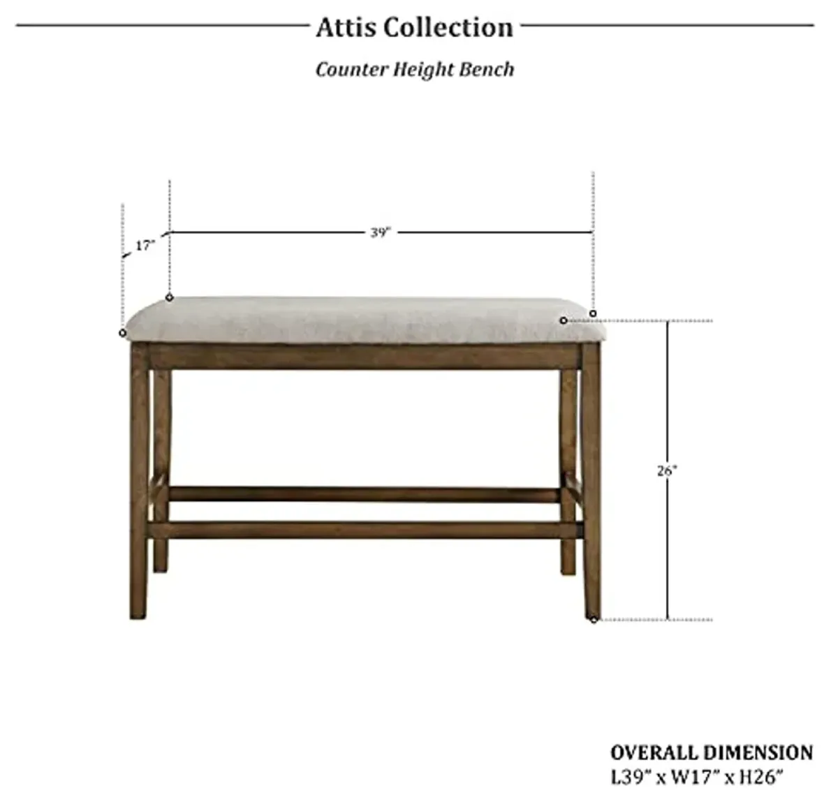 Lexicon Attis Counter Height Bench, Light Oak