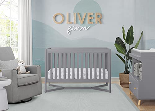 Delta Children Tribeca 4-in-1 Baby Convertible Crib + Simmons Kids Quiet Nights Crib and Toddler Mattress Made from Recycled Water Bottles/GREENGUARD Gold Certified [Bundle], Grey