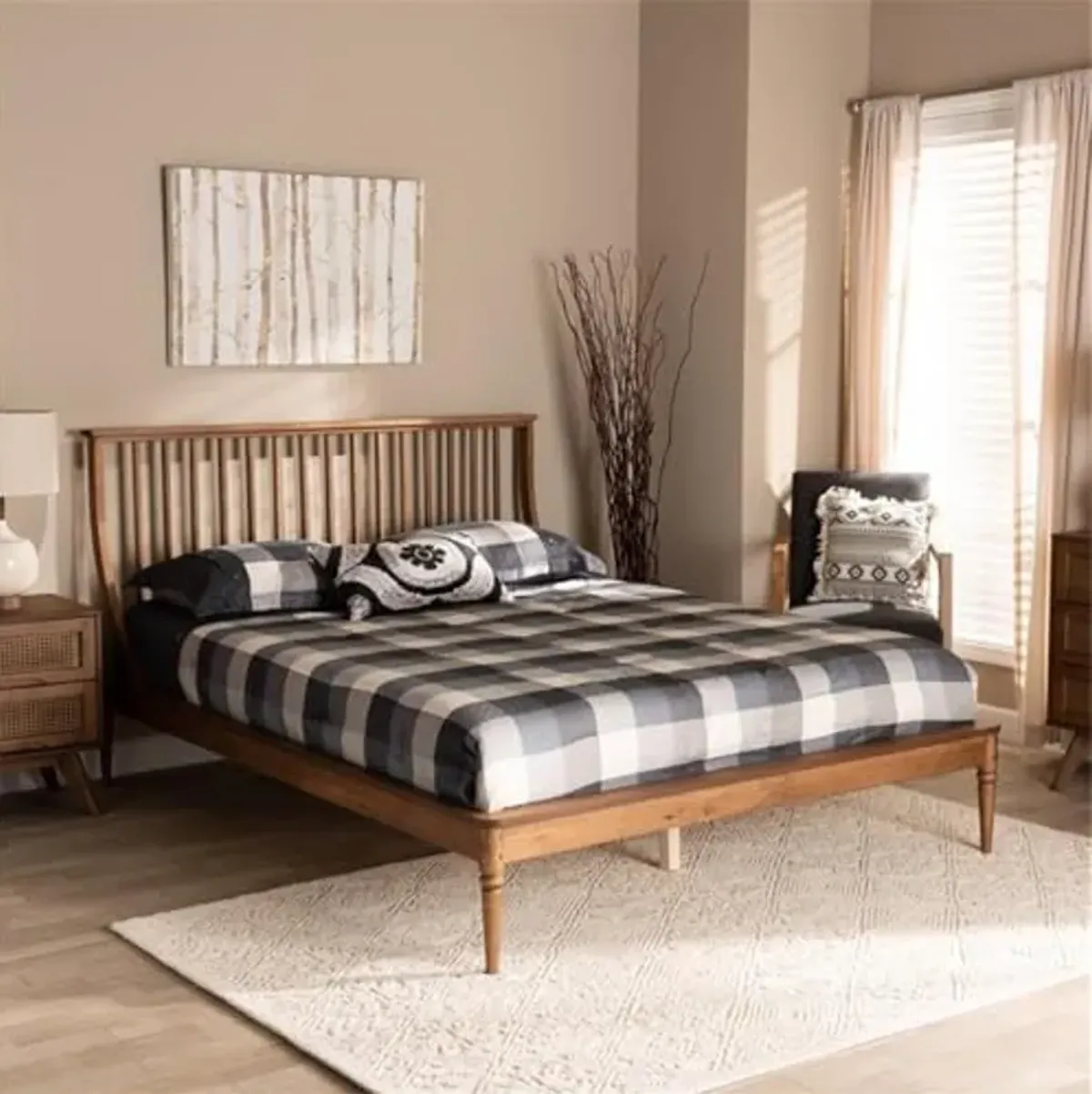 Baxton Studio ABEL Classic and Traditional Transitional Walnut Brown Finished Wood King Size Platform Bed