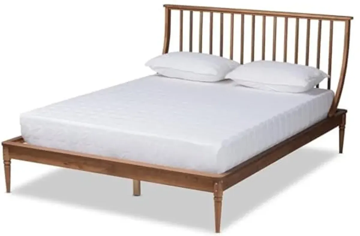 Baxton Studio ABEL Classic and Traditional Transitional Walnut Brown Finished Wood King Size Platform Bed