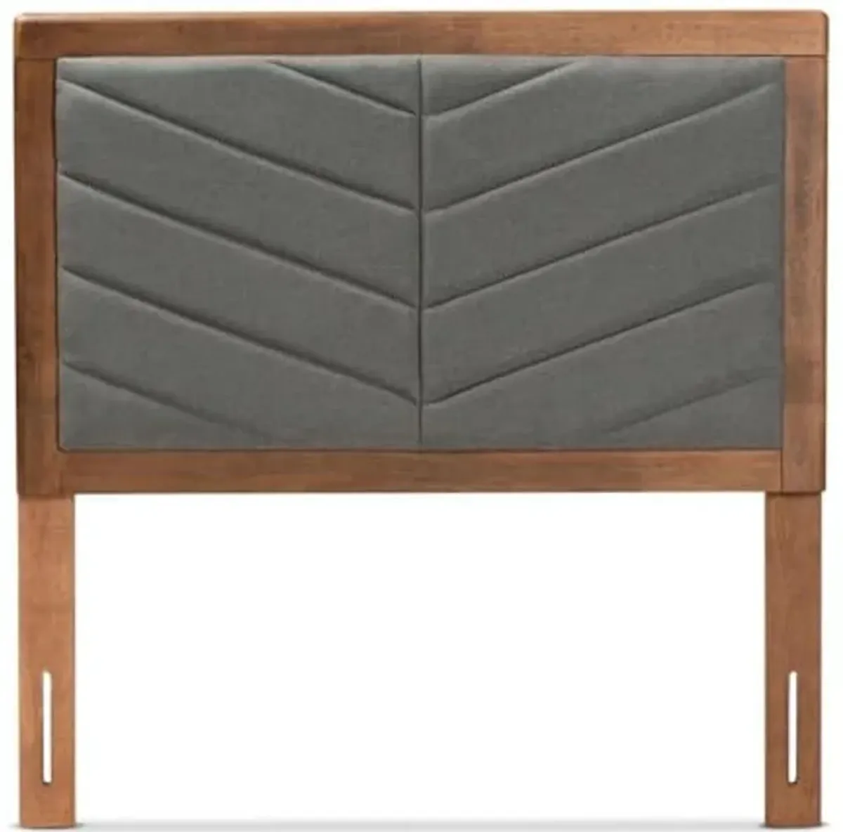 Baxton Studio Iden Modern and Contemporary Dark Grey Fabric Upholstered and Walnut Brown Finished Wood Twin Size Headboard