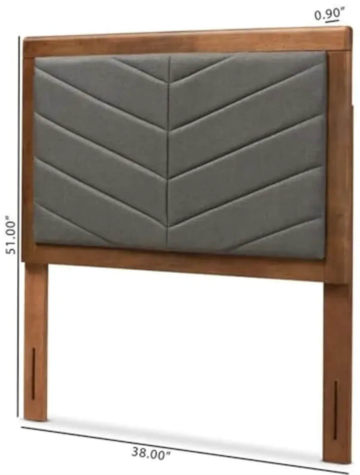 Baxton Studio Iden Modern and Contemporary Dark Grey Fabric Upholstered and Walnut Brown Finished Wood Twin Size Headboard