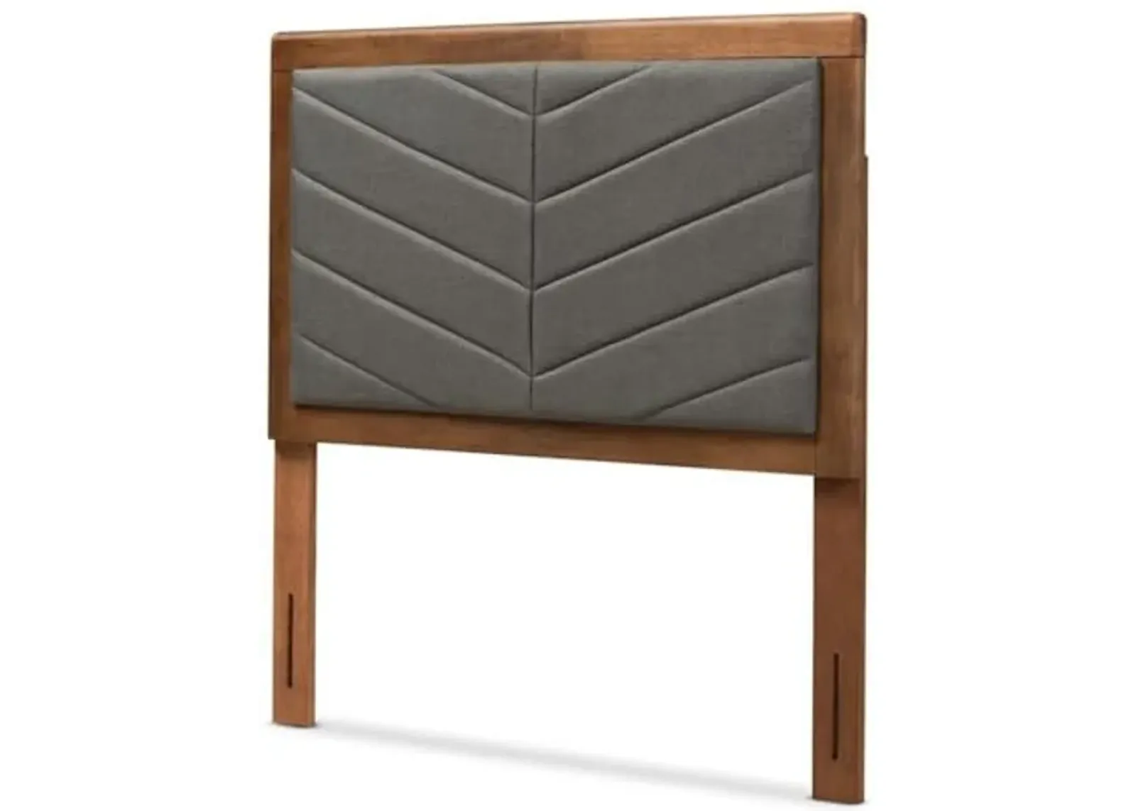 Baxton Studio Iden Modern and Contemporary Dark Grey Fabric Upholstered and Walnut Brown Finished Wood Twin Size Headboard