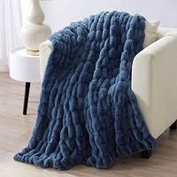 Tahari Home | Isla Bedding Collection Modern Luxurious Designer Premium Plush Throw Blanket, Ultra Soft Cozy Rouched Texture, 50"x 70", Blue