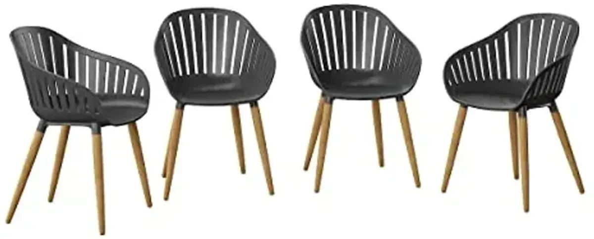 Amazonia Villanova 4-Piece Chair Set Ideal for Outdoors, Black Light Teak Finish