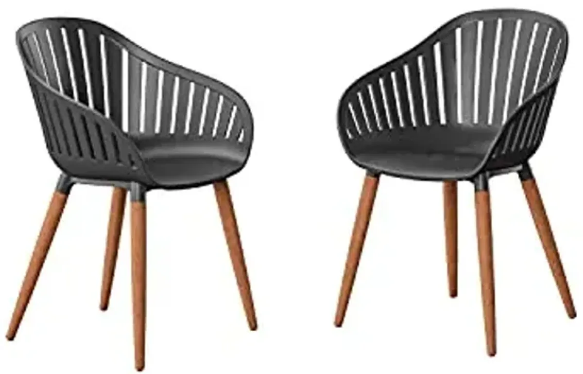 Amazonia Villanova 2-Piece Chair Set Eucalyptus Wood | Ideal for Outdoors, Black Dark Teak Finish