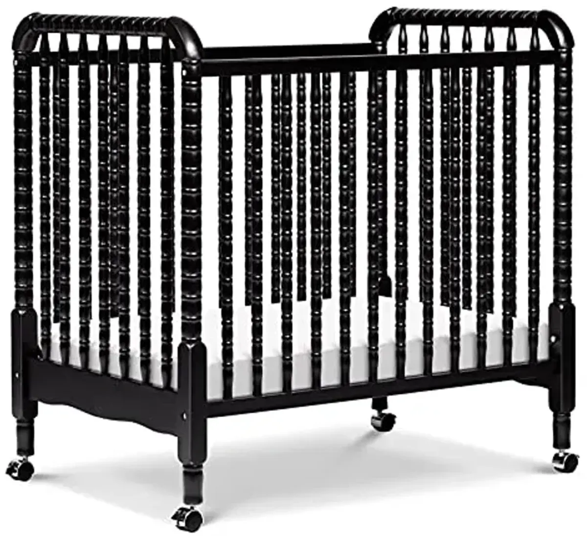 Davinci Jenny Lind 3-in-1 Convertible Mini Crib in Ebony, Removable Wheels, Greenguard Gold Certified