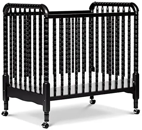 Davinci Jenny Lind 3-in-1 Convertible Mini Crib in Ebony, Removable Wheels, Greenguard Gold Certified