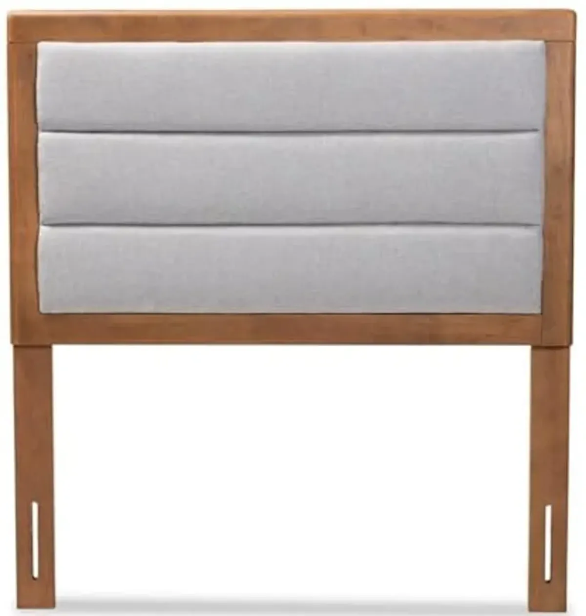 Baxton Studio Dexter Modern and Contemporary Light Grey Fabric Upholstered and Walnut Brown Finished Wood Twin Size Headboard